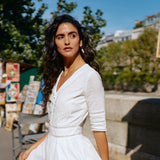 Laura - 100% Pamuk Bijela Midi Haljina