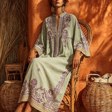 Zara - Boho Cvjetna Maxi Haljina od Pamuka i Lina