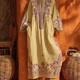 Zara - Boho Cvjetna Maxi Haljina od Pamuka i Lina